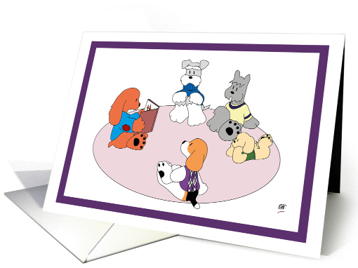 Dogs reading a book card (1389228)