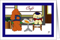 Have a Nice Day Two Dogs Sitting In a Cafe card