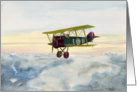 The Flying Ace Air Plane in the Clouds Painting Blank Note Card