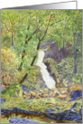 Waterfall Woodland Mountain Dyfed Painting Blank Note Art Card