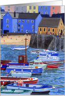 Tenby Harbour Boats Painting Pembrokeshire, UK Blank Note Card
