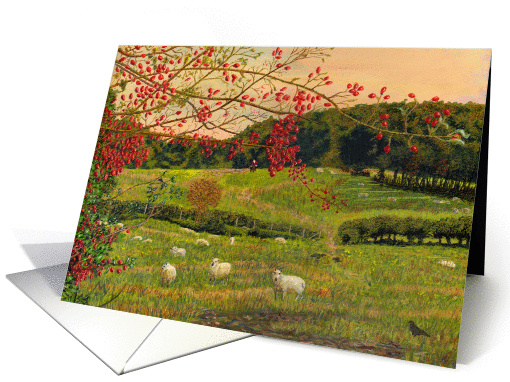 Rose Hip Berries Countryside Lampeter Wales Painting Blank Note card