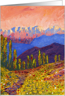 Swiss Alps Multi Colored Impasto Mountain Painting Blank Note Card