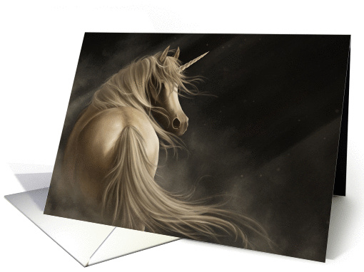 As Day Breaks Triumphant White Unicorn Blank Note card (1409758)