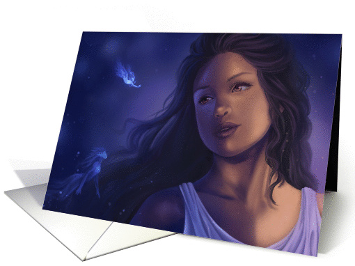 Whisperings Girl and Fairies Blank Note card (1409766)