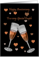 Pink Champagne Happy Anniversary Card