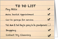 Tell Mum and Dad they’ll be grandparents, to do list card