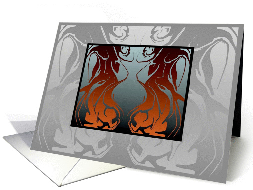 Dance of the Spirits Abstract in Copper Tones and Gray Blank Note card