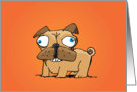cartoon puggable dog on orange blank note card