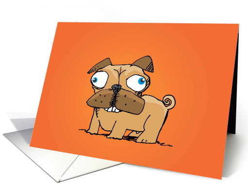 cartoon puggable dog on orange blank note card (1087352)