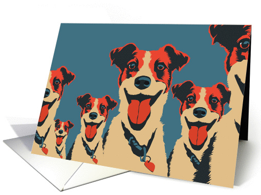 Bella Bella Bella Pop Retro Art Jack Russell Terriers blank note card