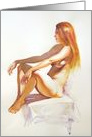Fine Art Watercolour Nude meditational inspirational card