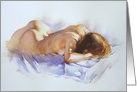 Fine Art Nude Watercolour Reclining Figure Sleeping Nude Words card
