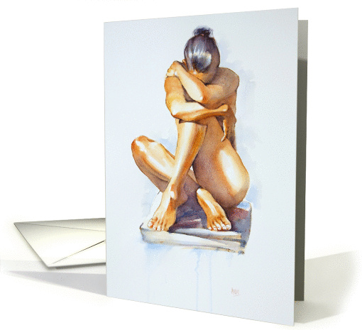 Fine Art Nude Watercolour 'Love is Blind' Romantic card (1087882)
