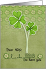Happy St. Patrick’s Day to Wife-Clover Leaf Flower card