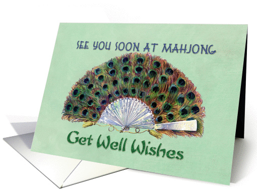 Get Well Wishes Mahjong Peacock Feather Fan card (1166528)