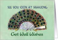 Get Well Wishes Mahjong Peacock Feather Fan card