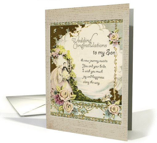 Wedding Congratulations to Son -Vintage Wedding card (1179396)