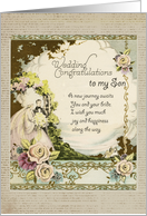 Wedding Congratulations to Son -Vintage Wedding card