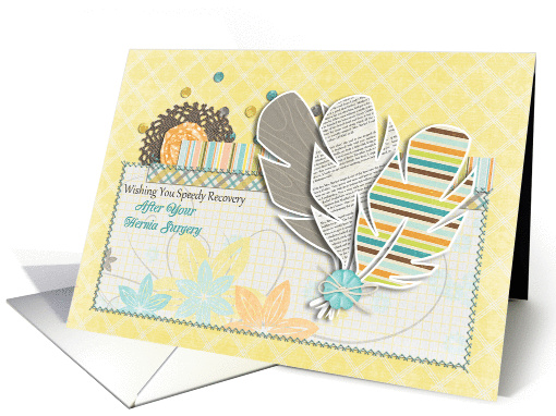 Speedy Recovery From Hernia Surgery-Feathers and Flowers card