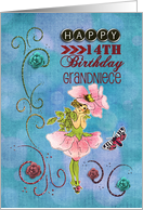 Happy 14th Birthday Grandniece-Flower Fairy card