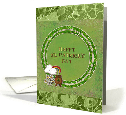 Happy St. Patrick's Day-Rainbow,Flowers and Golden Pot card (1232324)