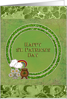 Happy St. Patrick’s Day-Rainbow,Flowers and Golden Pot card