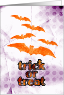 Halloween Trick or Treat Bats in Watercolor card