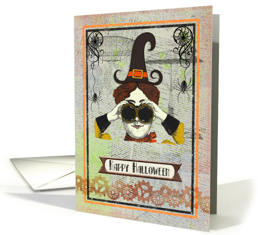 Funny Halloween Steam Punk Witch card (1394434)