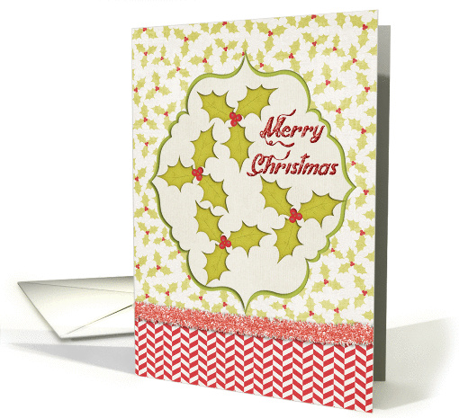 Merry Christmas Holly Leaves card (1395296)