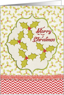 Merry Christmas Holly Leaves card