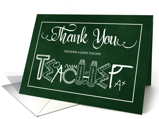 Thank You Teacher  Green Chalkboard card (1579838)
