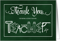 Thank You Teacher Green Chalkboard card