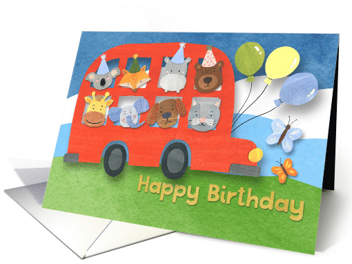 Happy Birthday Animals Bus card (1609576)
