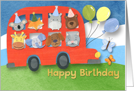 Happy Birthday Animals Bus card