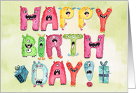 Happy Birthday Monster Alphabet card