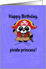 Birthday for Girl - Pirate Princess Panda on Purple Treasure Map card