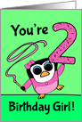 2nd Birthday for Girl - Little Gymnast Penguin (Pink and Green) card
