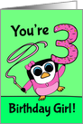 3rd Birthday for Girl - Little Gymnast Penguin (Pink and Green) card