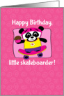 Birthday for Girl - Little Skateboarder Panda Bear on Pink with Swirls card