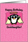 Birthday for Goddaughter - Little Angel Penguin on Pink with Hearts card