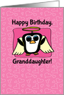 Birthday for Granddaughter - Little Angel Penguin on Pink with Hearts card