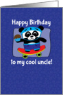 Birthday for Uncle - Little Skateboarder Panda Bear on Blue/Stars card