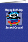 Birthday for Boy Second Cousin - Little Skateboarder Panda Bear (Blue) card