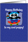 Birthday for Poppy - Little Skateboarder Panda Bear (Blue with Stars) card