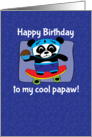 Birthday for Papaw - Little Skateboarder Panda Bear (Blue/Stars) card