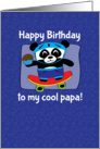 Birthday for Papa - Little Skateboarder Panda Bear (Blue/Stars) card