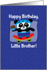 Birthday for Little Brother - Little Skateboarder Panda Bear (Blue) card