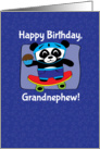 Birthday for Grandnephew - Little Skateboarder Panda Bear (Blue/Stars) card