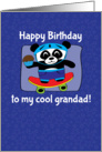 Birthday for Grandad - Little Skateboarder Panda Bear (Blue/Stars) card